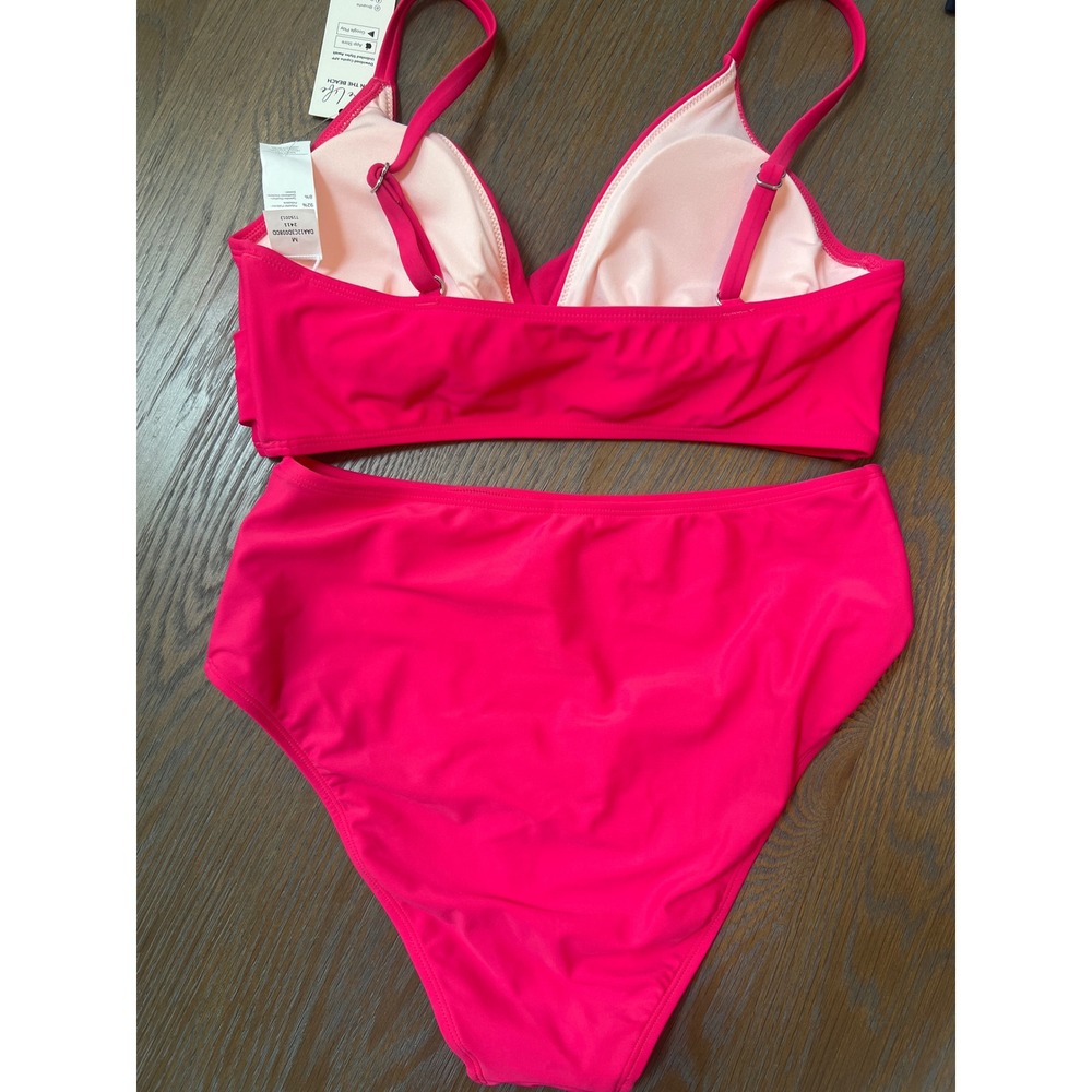 Cupshe Hot Pink Wrap High Waisted Bikini Set M - Picture 3 of 3